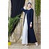 Collared Casual abaya - Navy Blue-White